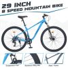 29 Inch Wheels 8 Speed Mountain Bike, for Men Women Boys and Girls, Front Suspension, Steel Frame